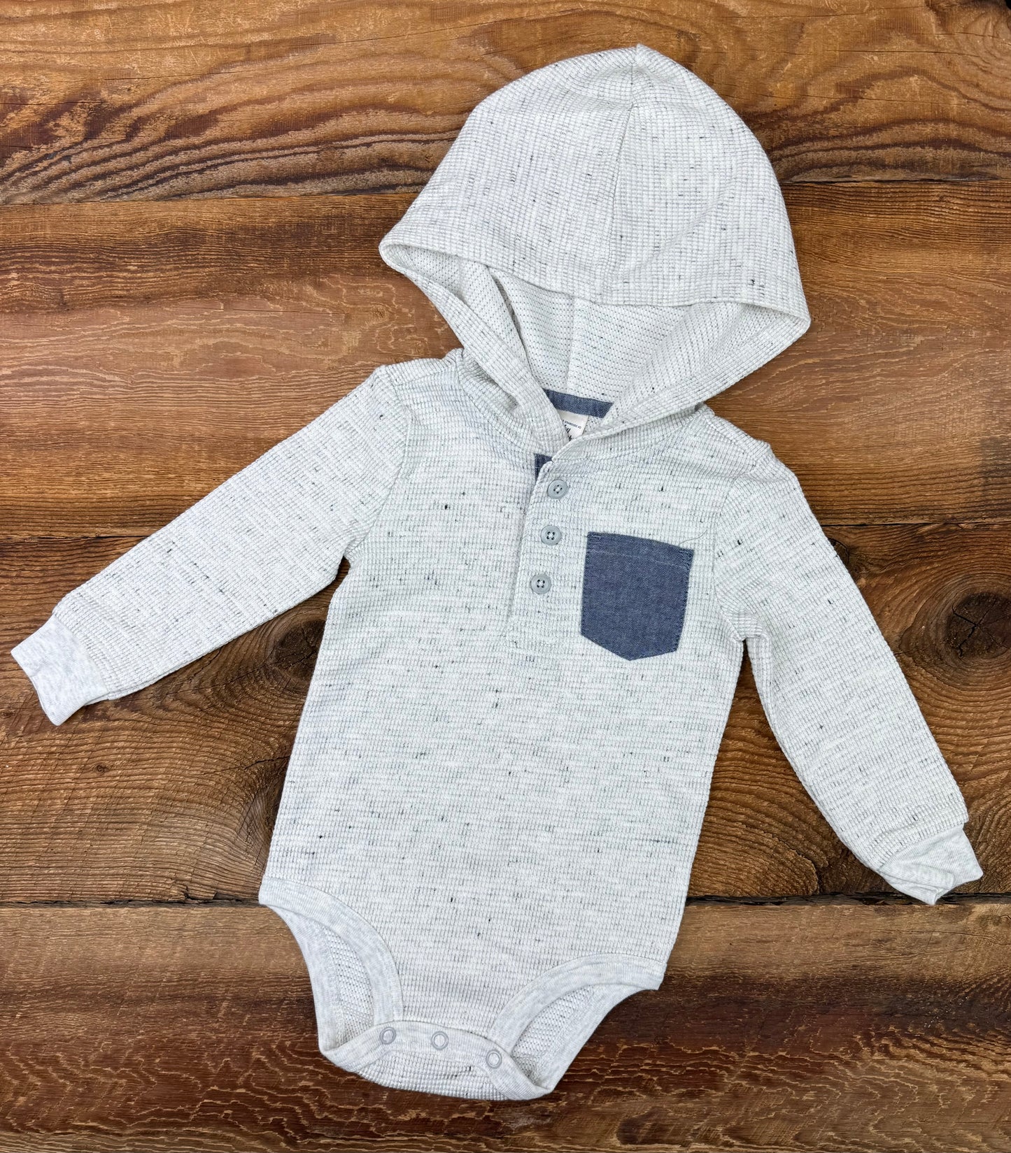 Oshkosh 12M Hooded Waffle Onesie