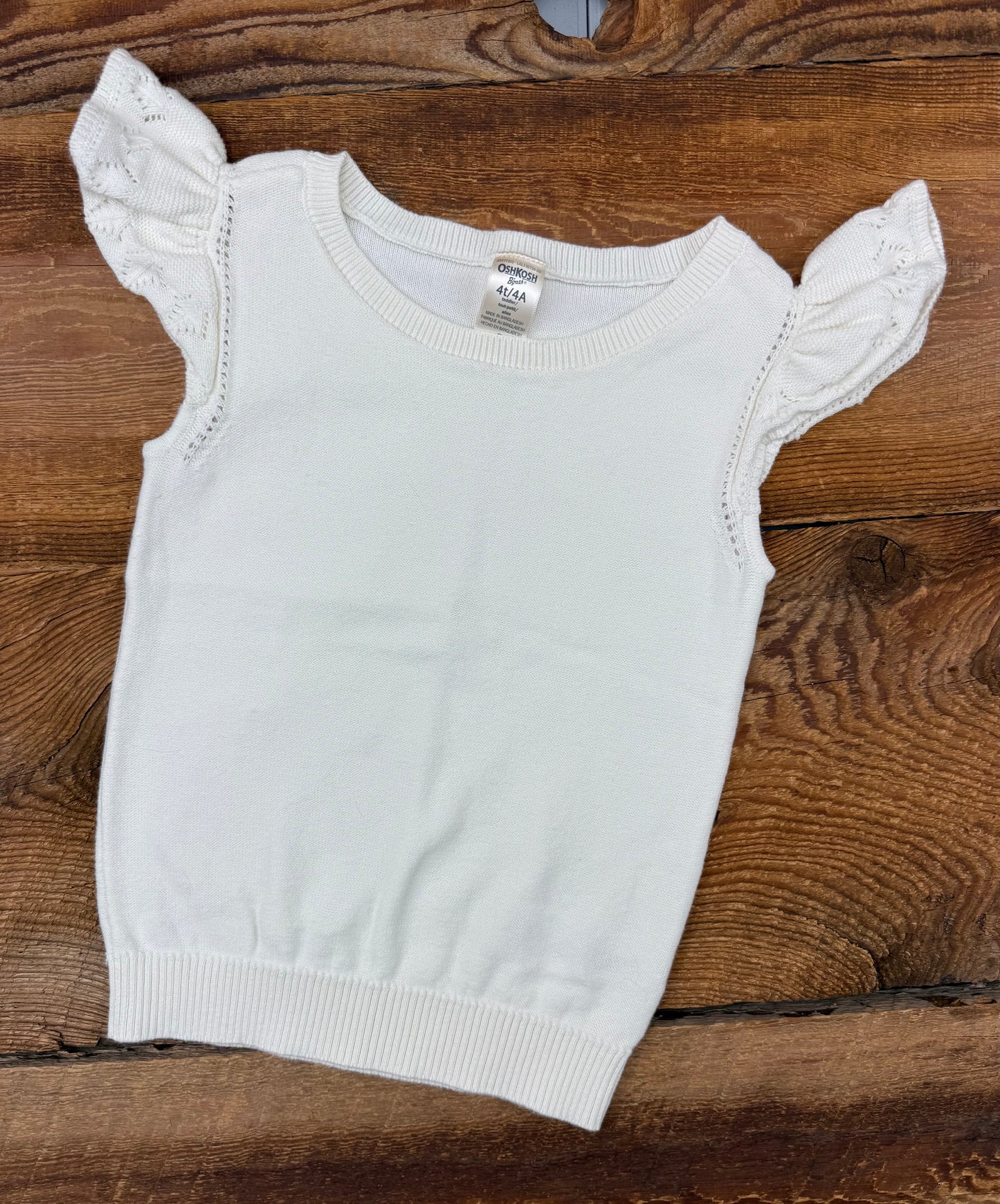 Oshkosh 4T Knit Ruffle Sleeve Tee