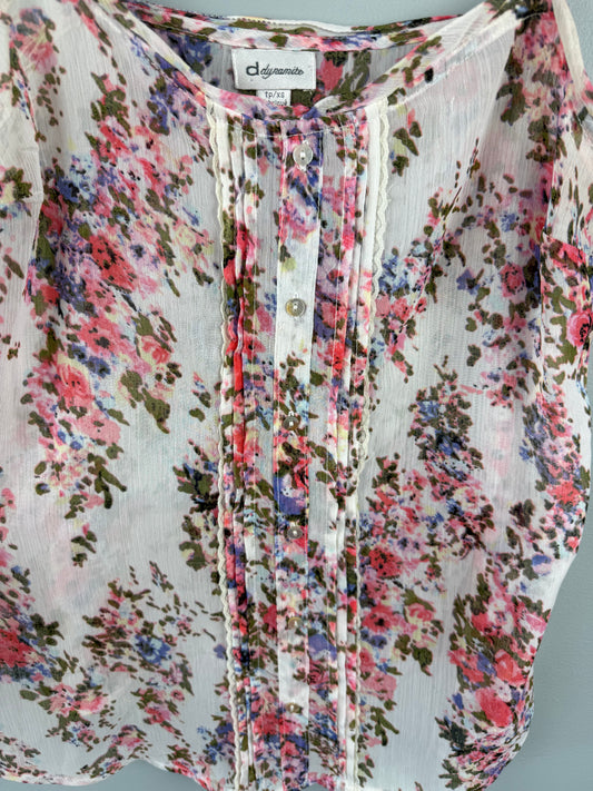 Dynamite Women’s XS Sheer Floral Tank