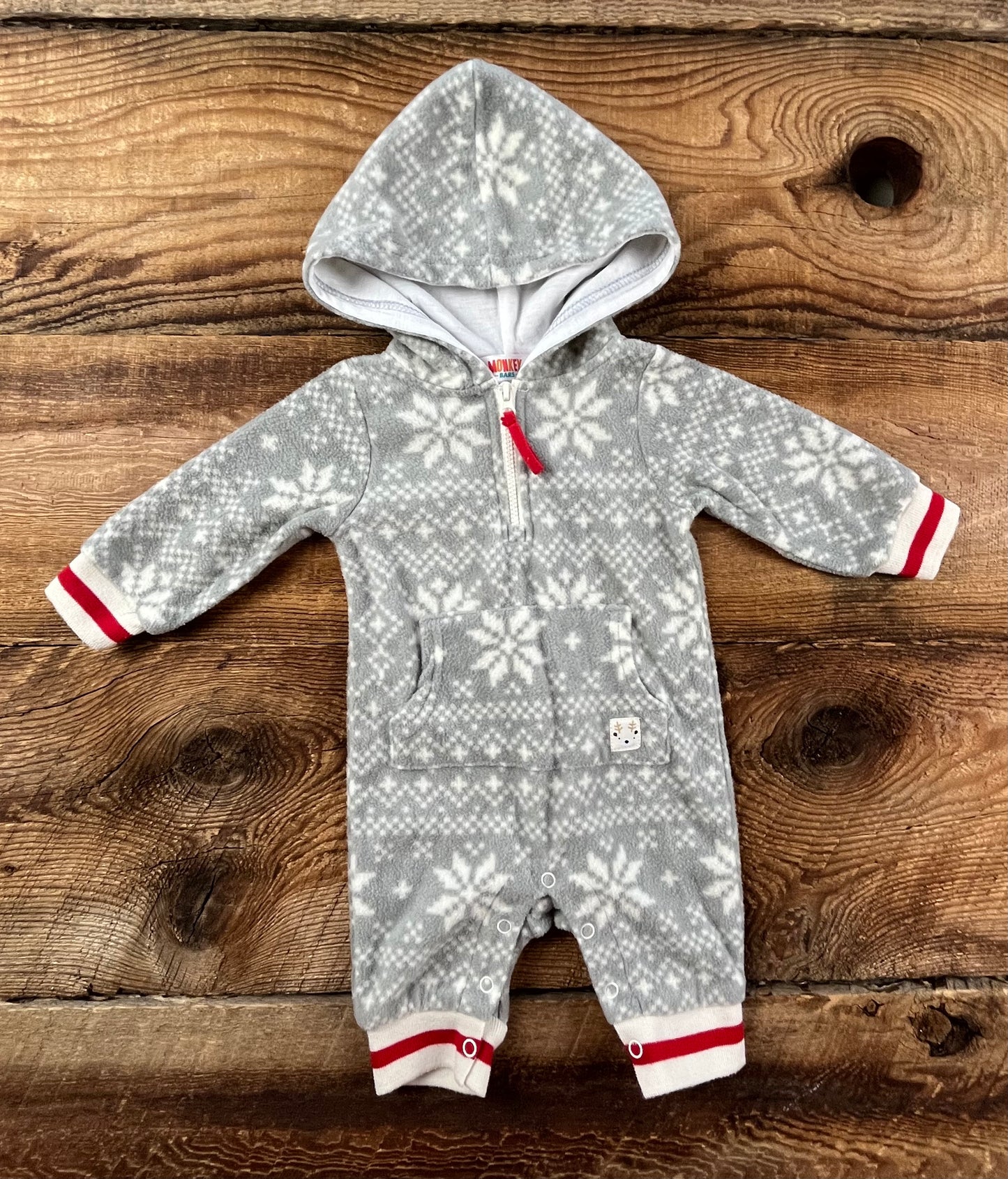 Monkey Bars 0-3M Fleece Snowflake Jumper