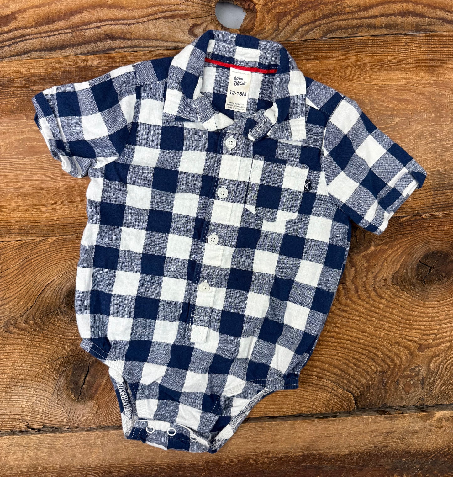 Oshkosh 12-18M Checkered Onesie