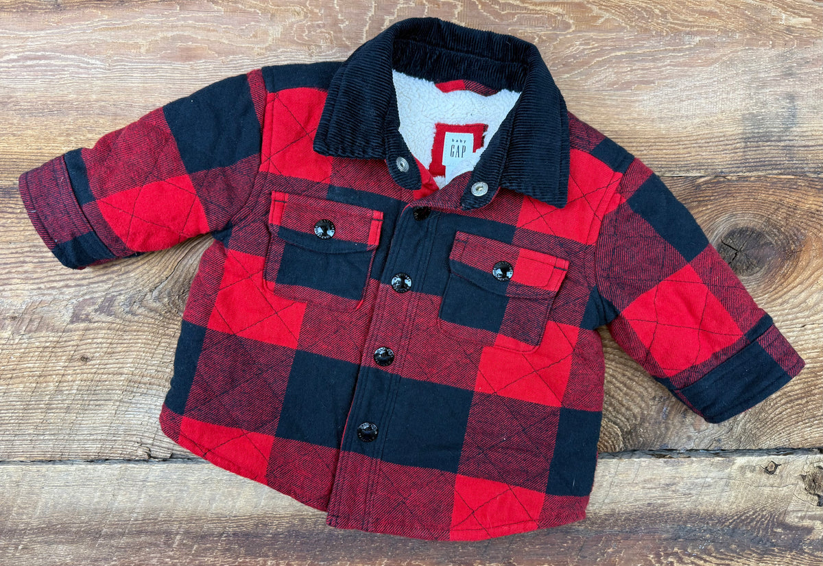 Gap 0-6M Sherpa Lined Flannel Jacket