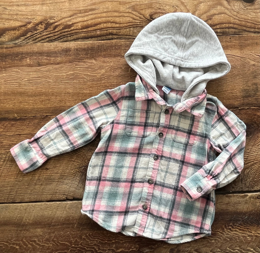Old Navy 3T Hooded Flannel Shirt