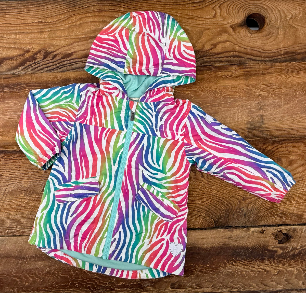 Hatley 3T Rainbow Zebra Rain Jacket