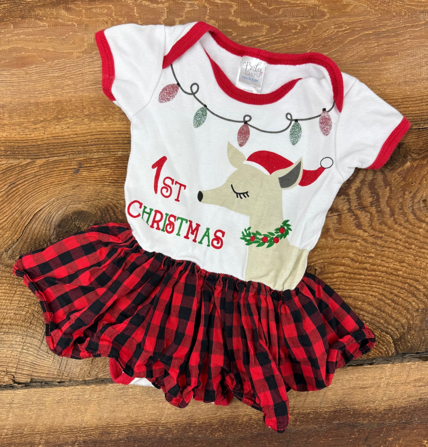 Baby Ganz 0-6M First Christmas Tutu Onesie