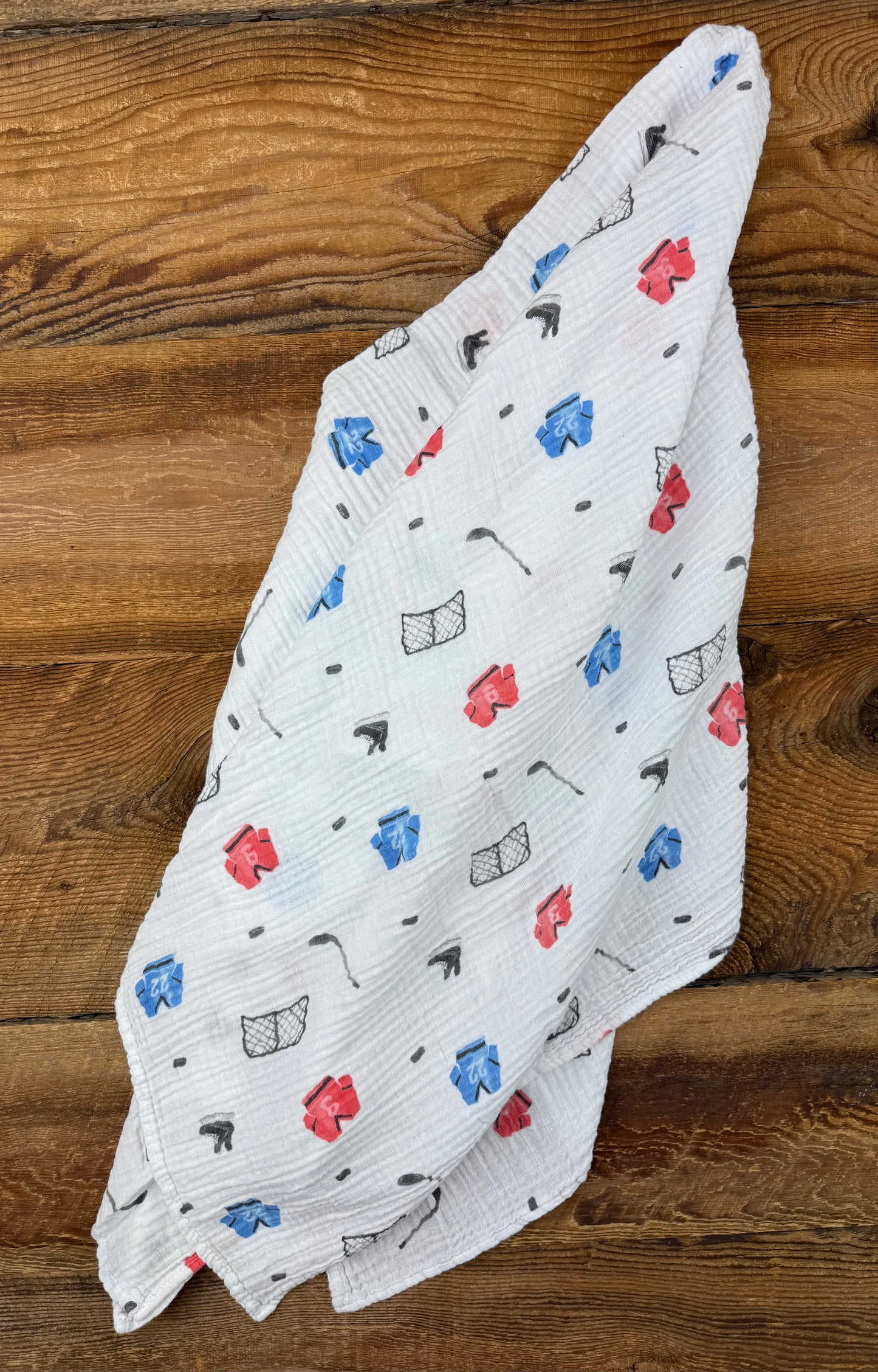 Lulujo Hockey Muslin Swaddle Blanket