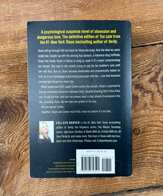 Too Late by Colleen Hoover Novel