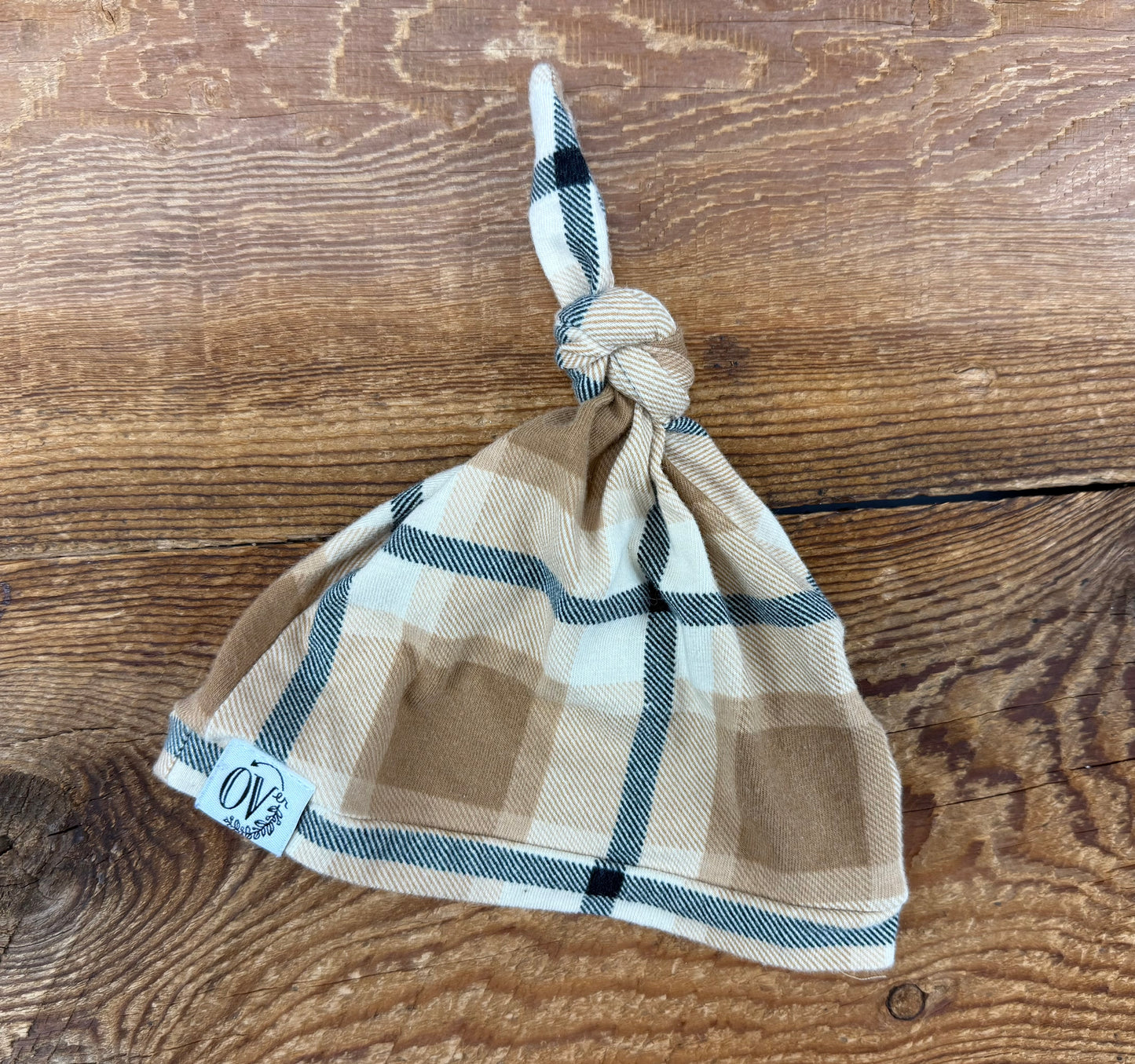 The OVer Company 0-3M Plaid Knotted Hat