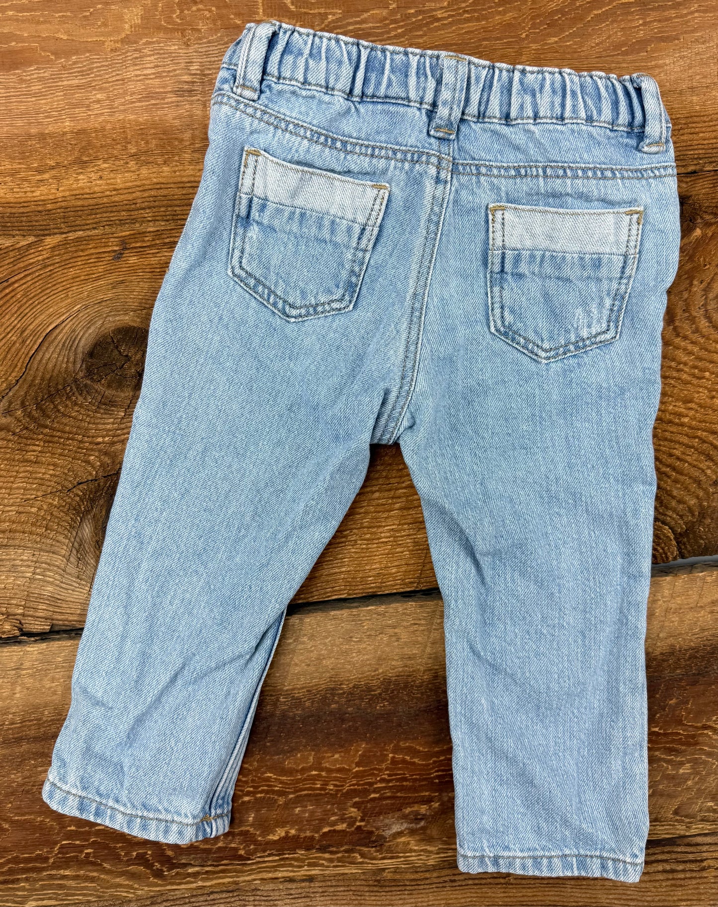 H&M 9-12M Distressed Suspender Jean