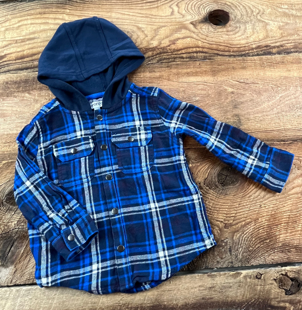 George 2T Flannel Hooded Shirt