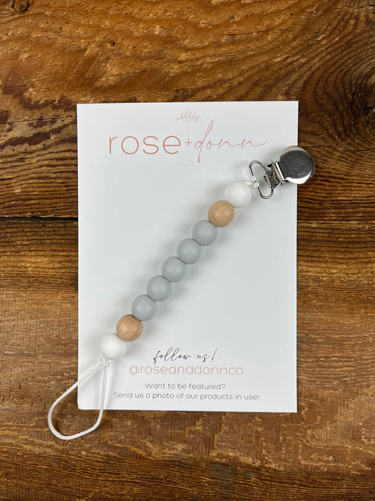 rose + donn co Grey & Wood Clip