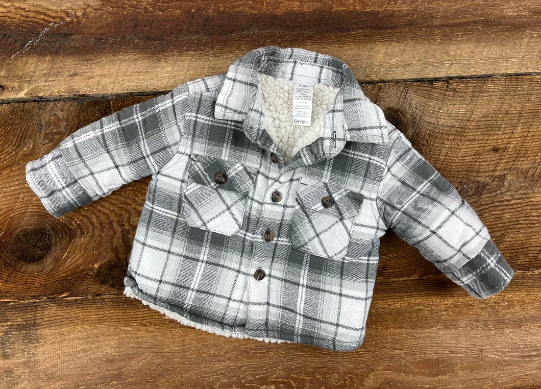 George 0-3M Sherpa Lined Flannel Jacket