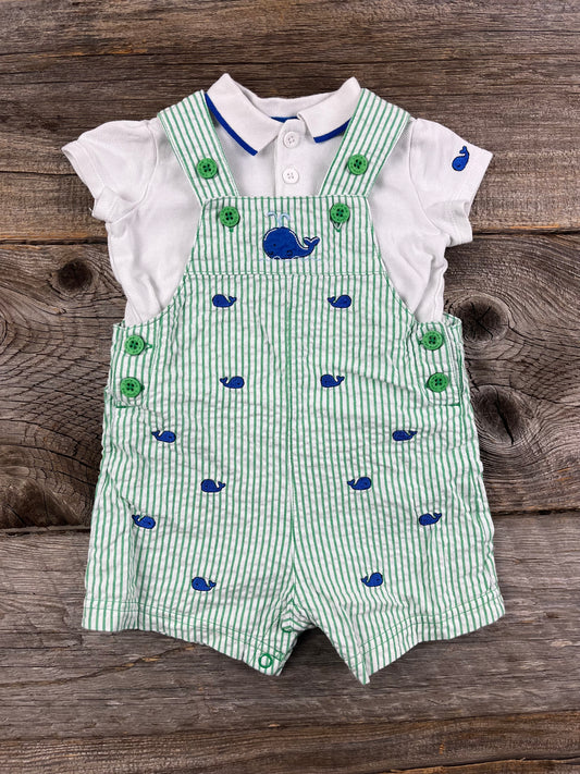 Little Me 9M Whale Romper Outfit