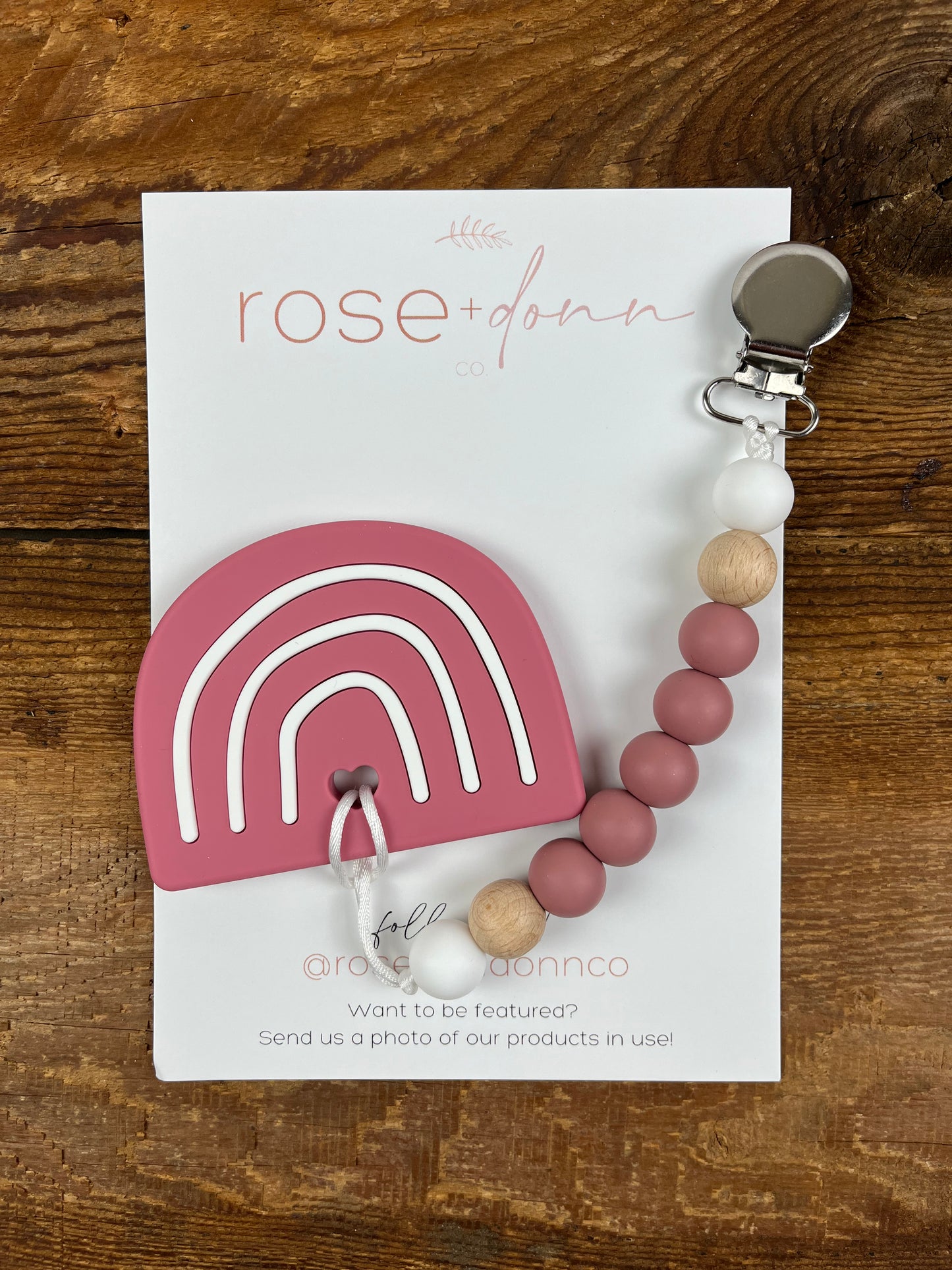 rose + donn co Rainbow Teether & Clip
