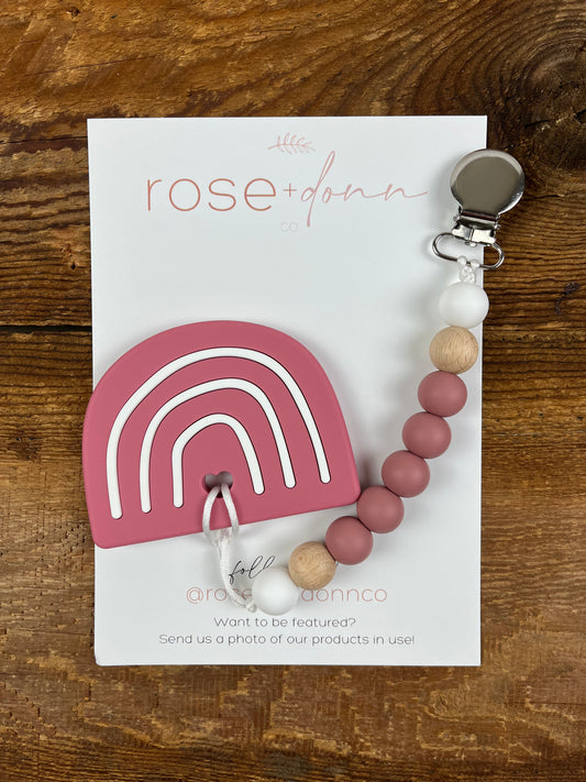 rose + donn co Rainbow Teether & Clip