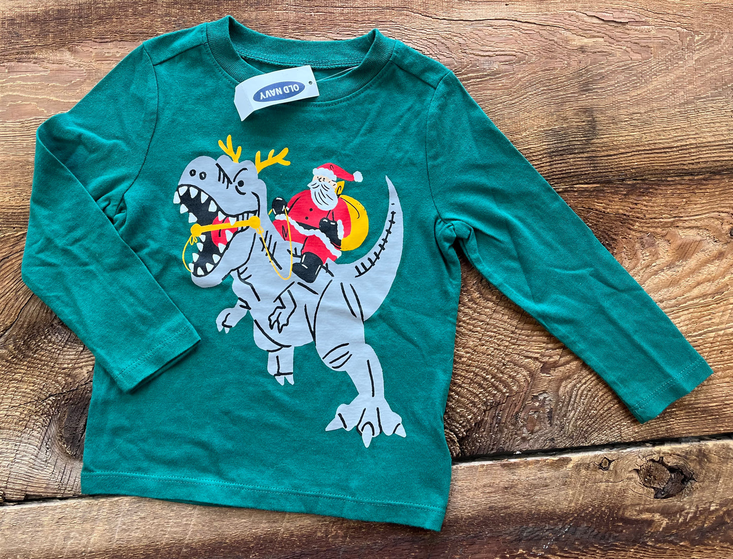 Old Navy 2T Santa Dino Shirt