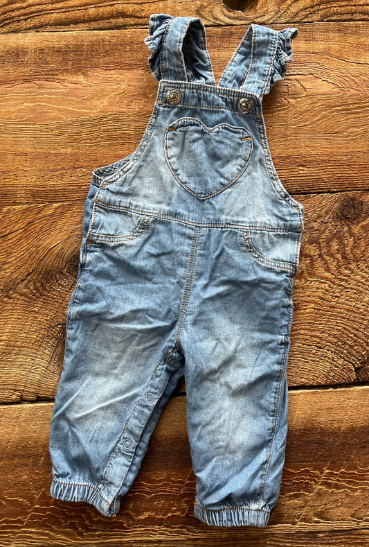 H&M 4-6M Jean Heart Overalls