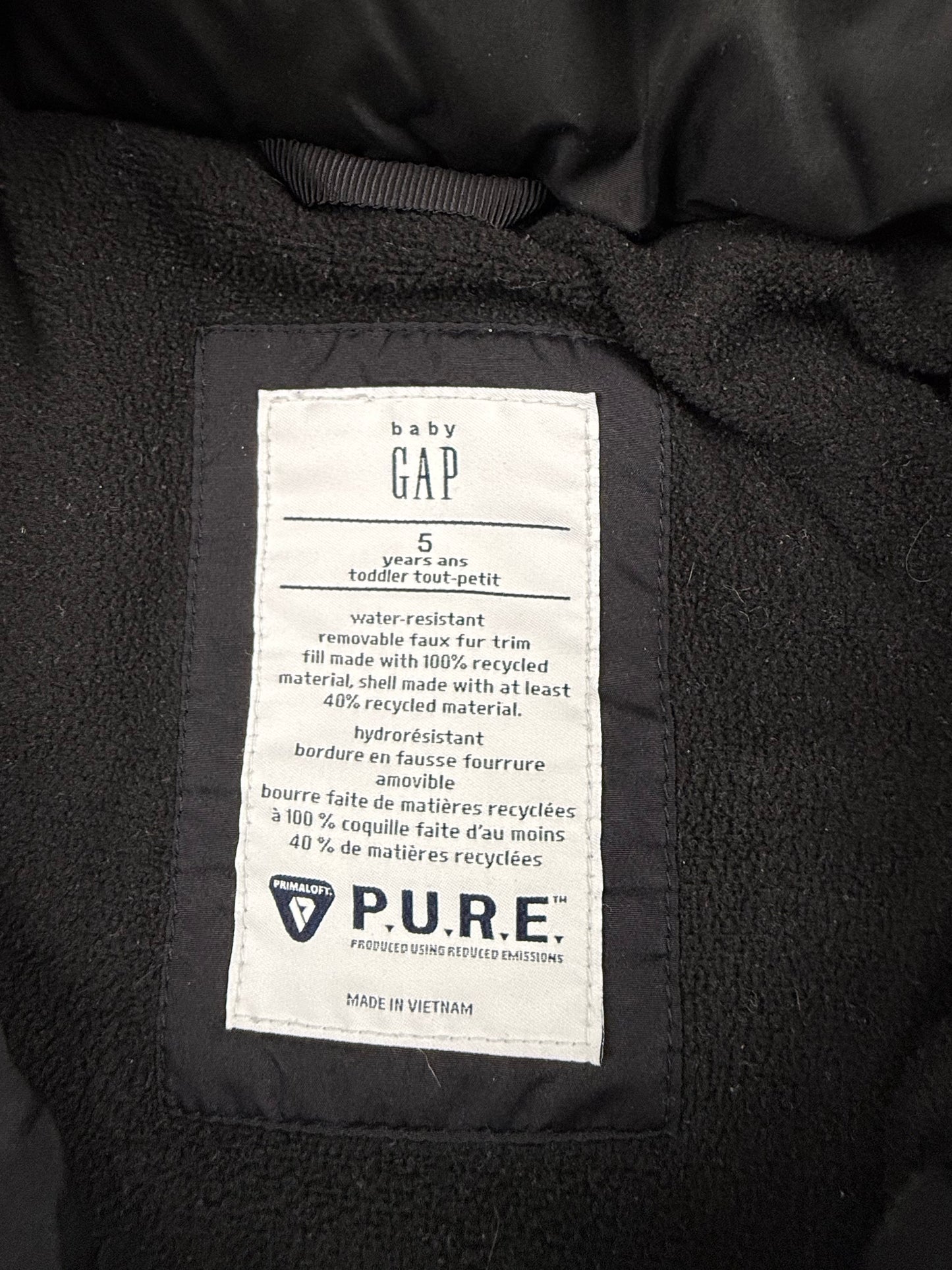 Gap 5Y Fur Winter Jacket
