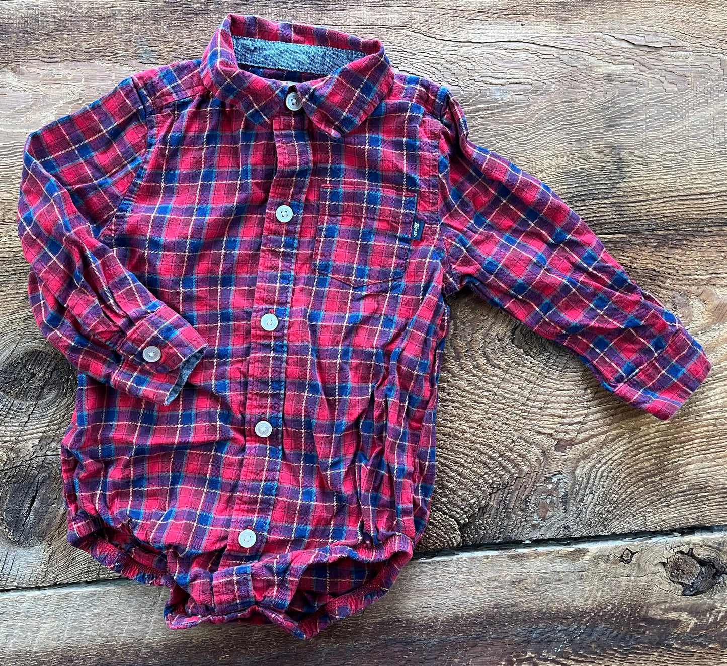 Oshkosh 18M Plaid Onesie