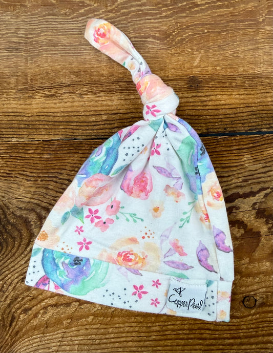 Copper Pearl Infant Floral Knotted Hat