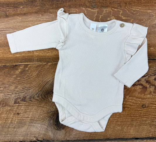 Dymples 0-3M Ribbed Ruffle Onesie