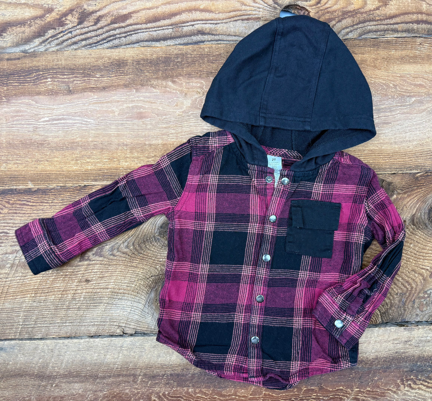George 2T Flannel Hooded Shirt