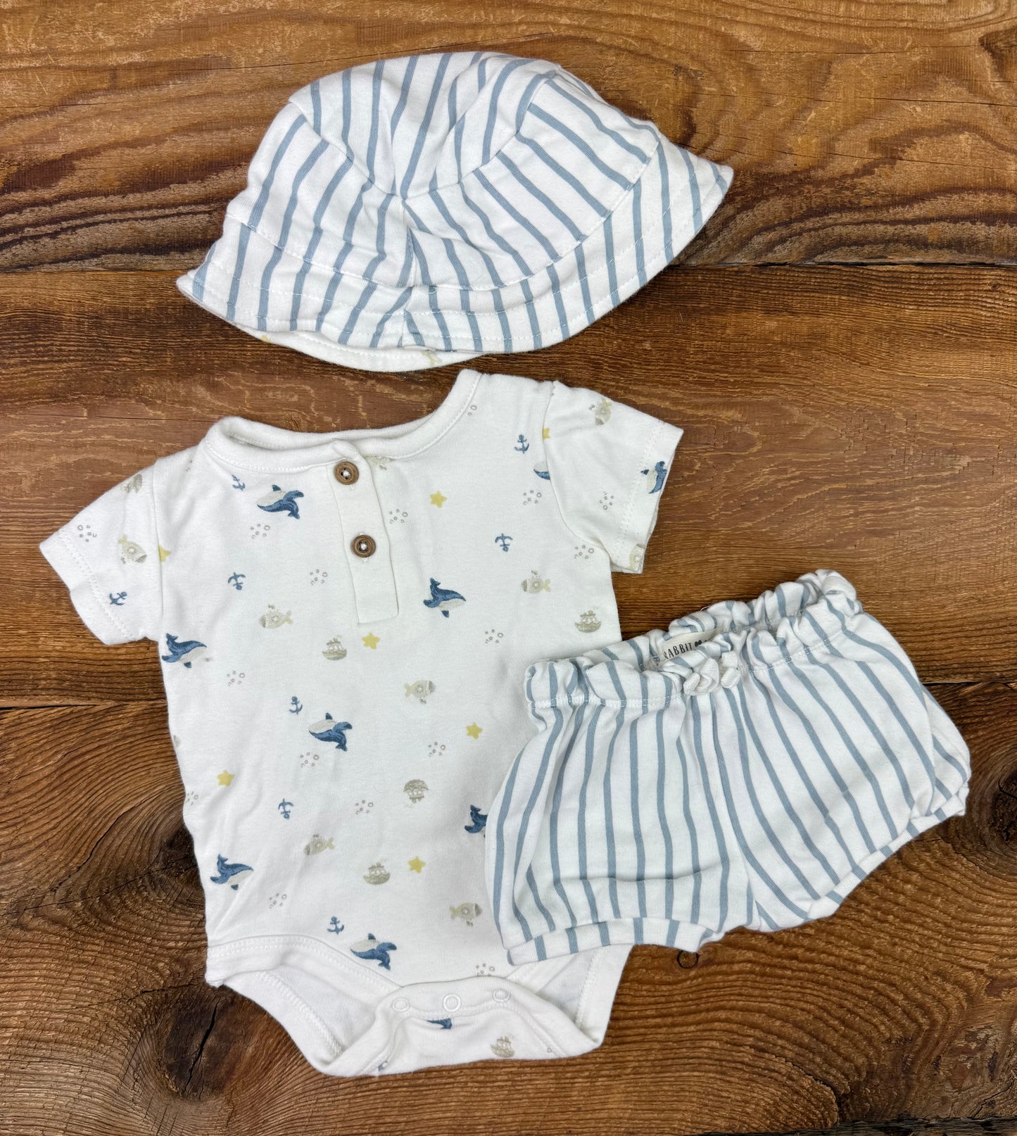 Rabbit + Bear 0-3M Whale Outfit