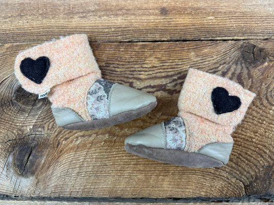 Nooks 6-12M Leather & Felt Wool Booties
