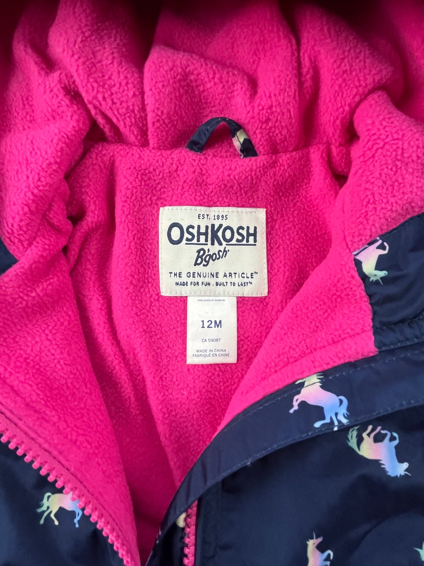 Oshkosh 12M Lined Unicorn Jacket