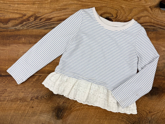 Oshkosh 5T Striped Lace Trimmed Crewneck