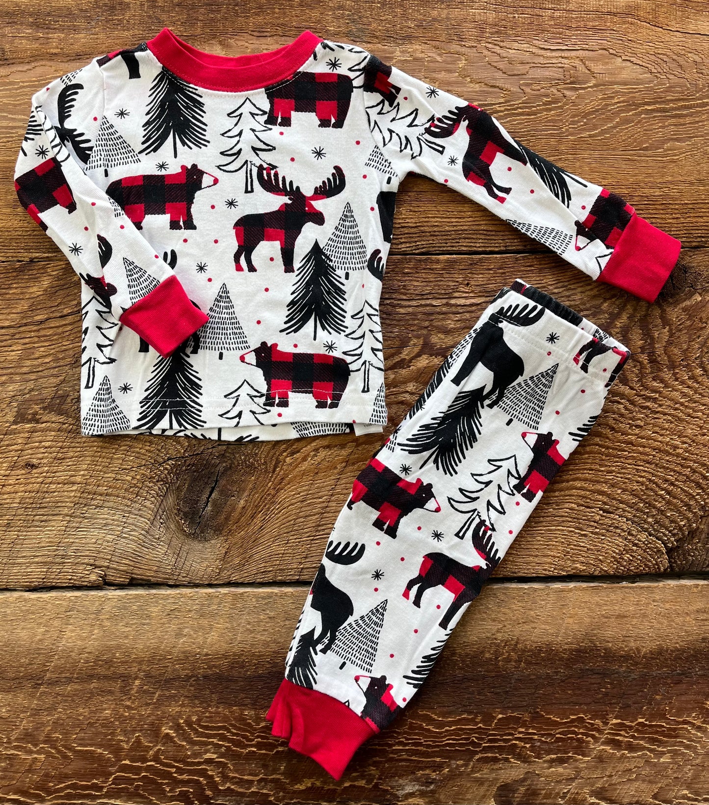 The Children’s Place 0-3M Christmas Moose Pajamas Set