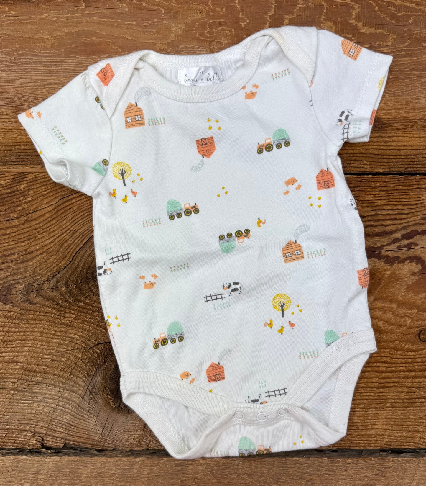 Beau et Belle 0-3M Farm Onesie