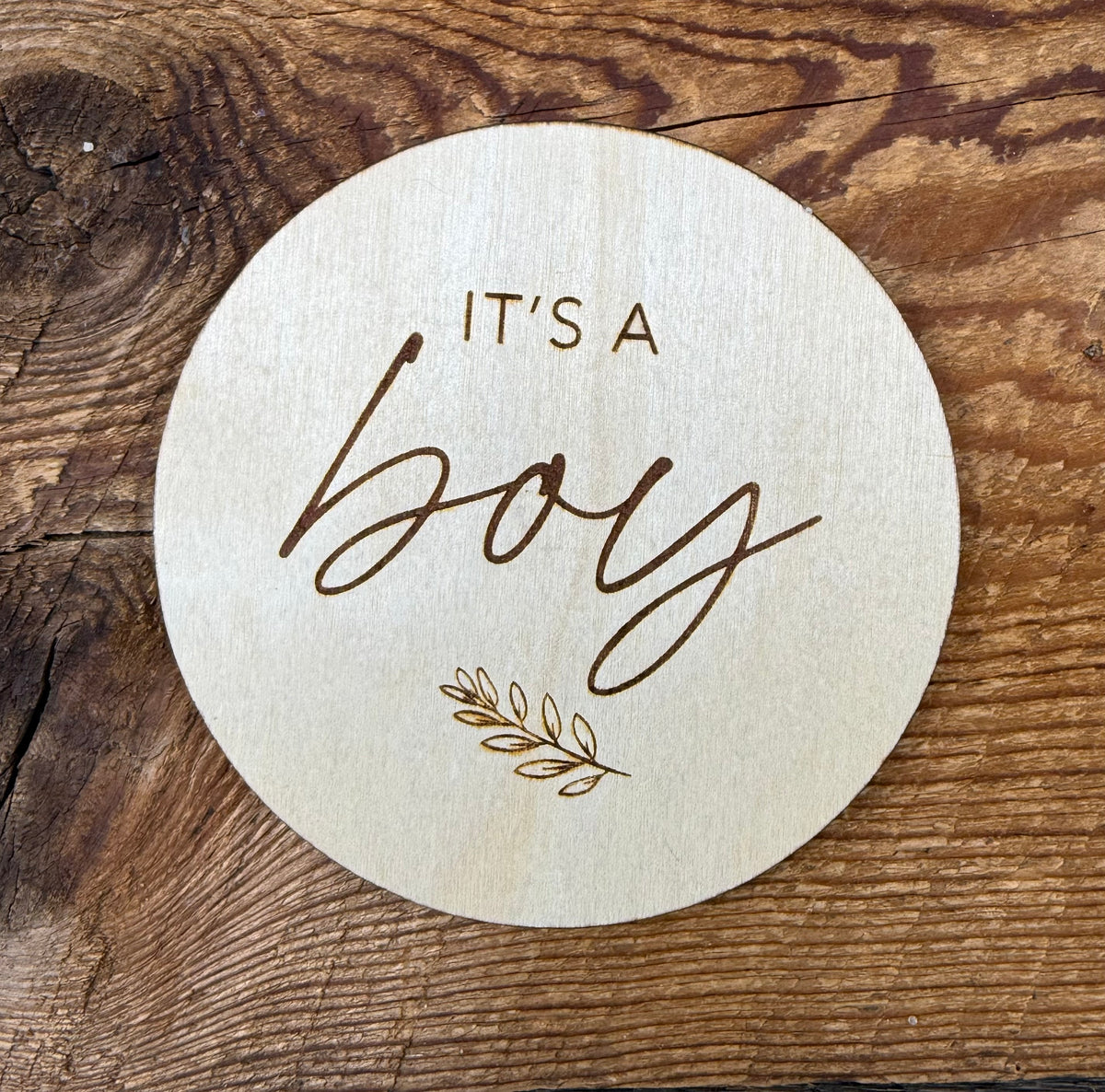 Wooden It’s a Boy Round Sign