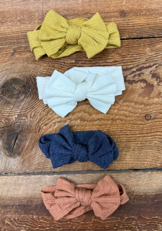 Ribbed Bow Headband Set