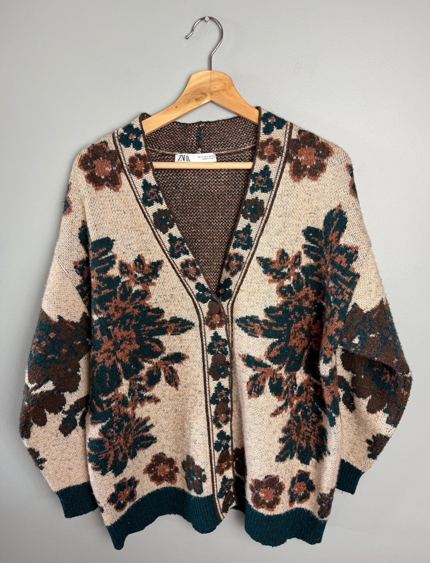 Zara Women’s Small Floral Knit Cardigan