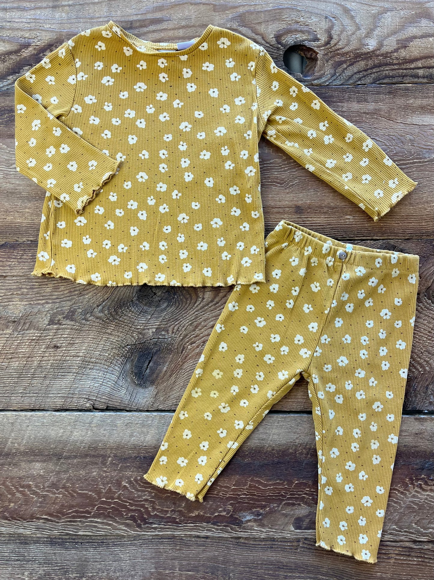 Zara 9-12M Ribbed Floral Outfit