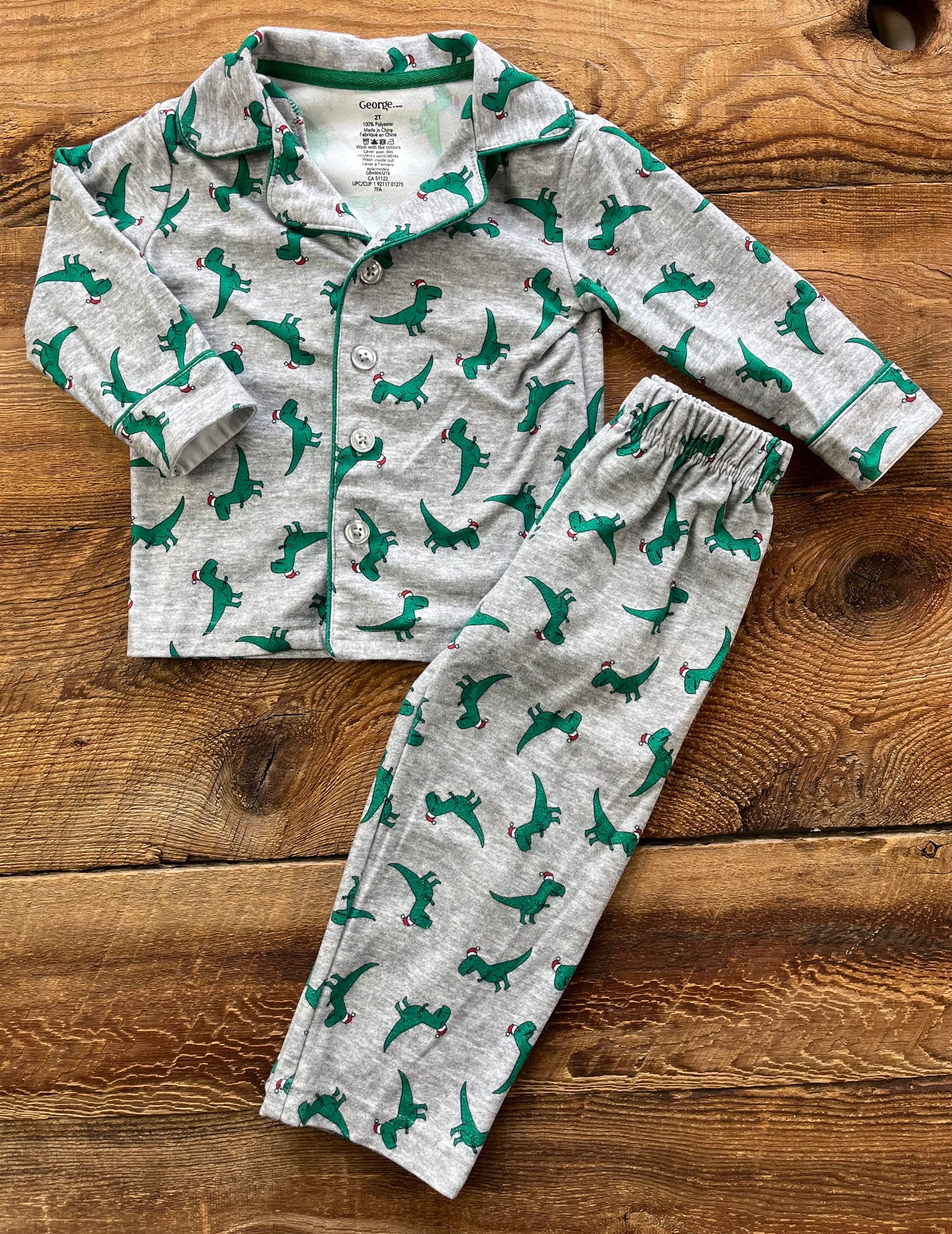 George 2T Christmas Dino Pajamas Set