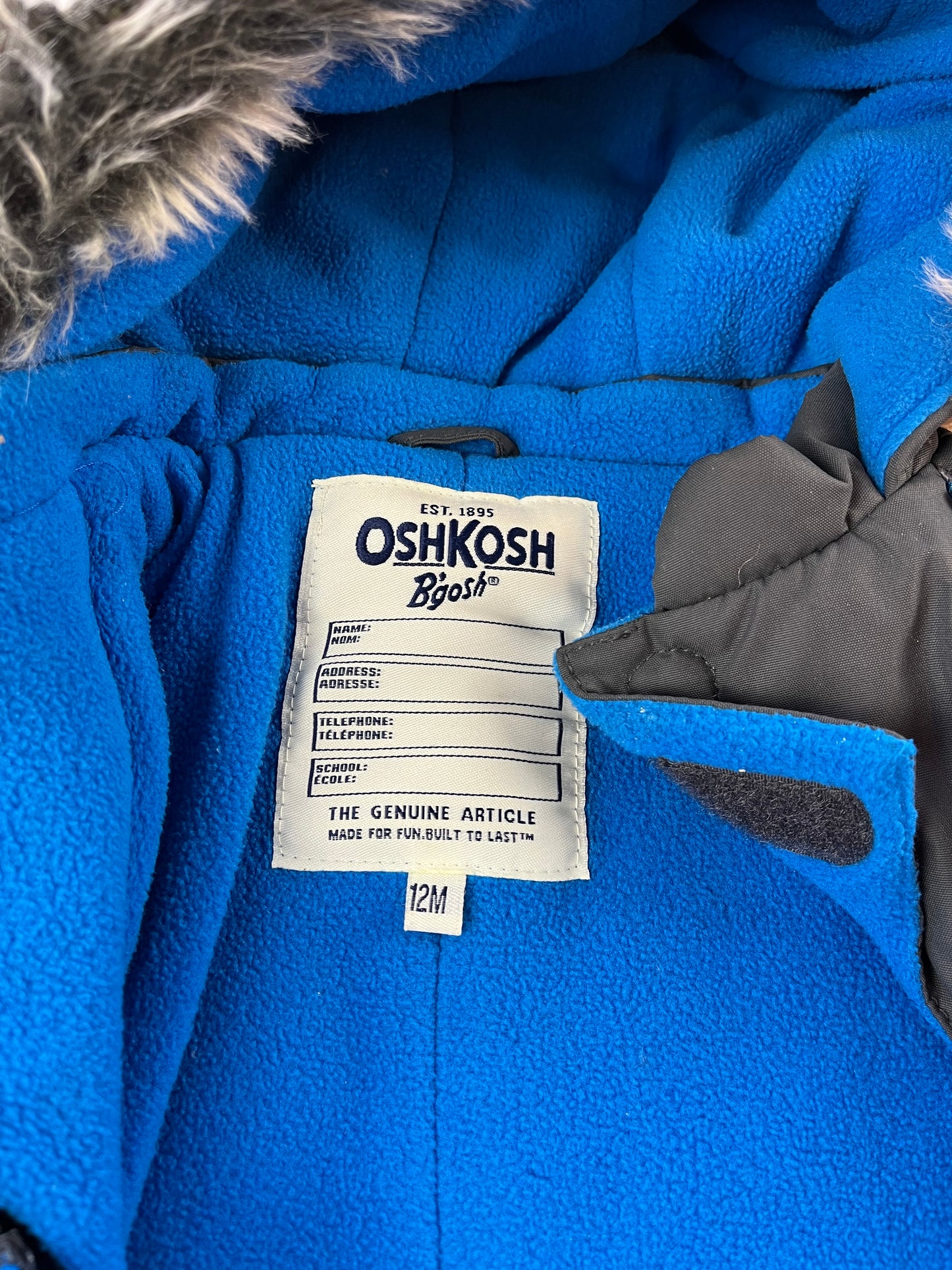 Oshkosh 12M Fleece Winter Suit