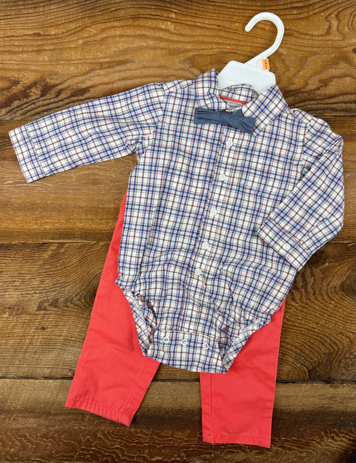 Carter's 12M Plaid Bow-tie Outfit
