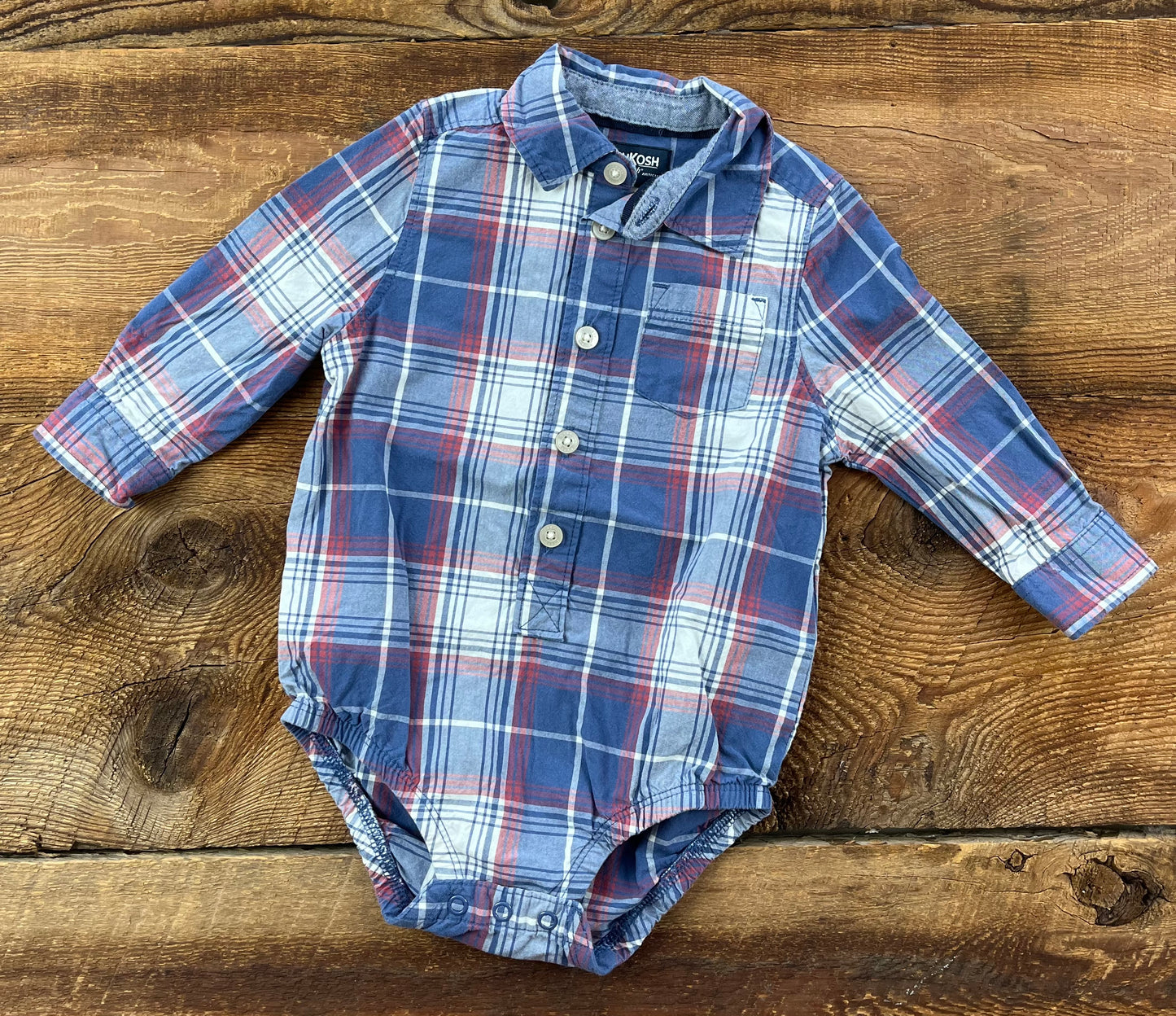 Oshkosh 9M Plaid Onesie