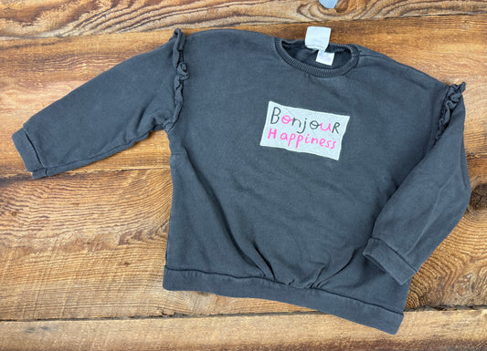 Zara 3-4Y Bonjour Crewneck