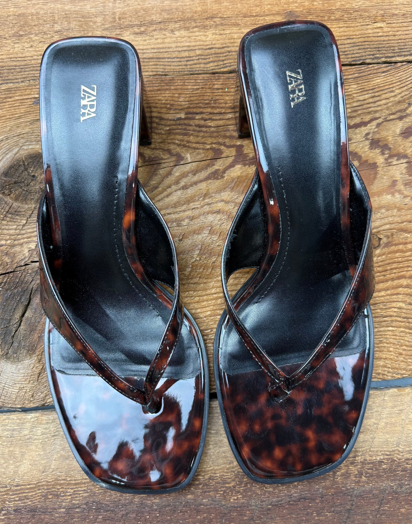 Zara size 9 Women's Tortoiseshell Heeled Sandal