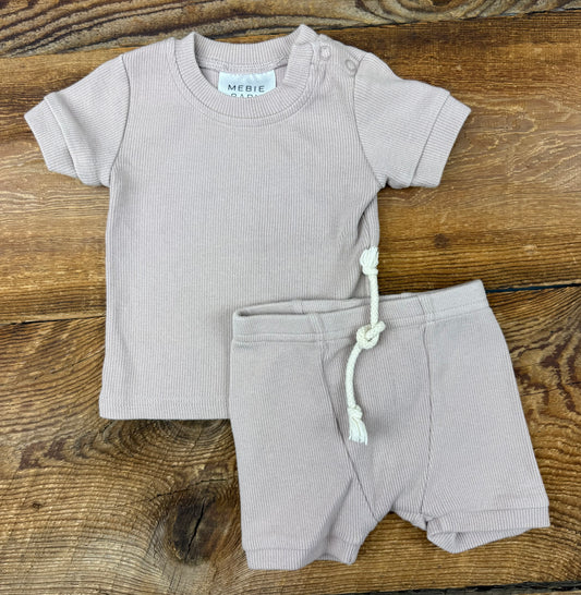 Mebie Baby 0-3M Ribbed Outfit