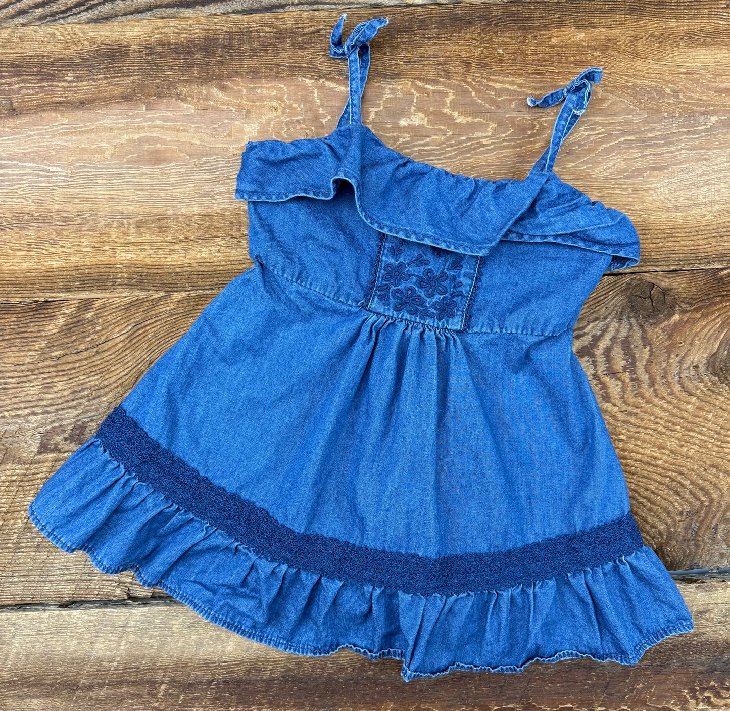 Gap 12-18M Jean Ruffle Dress