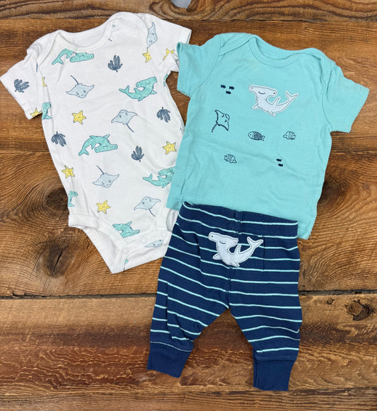 Child of Mine 0-3M Shark Outfit