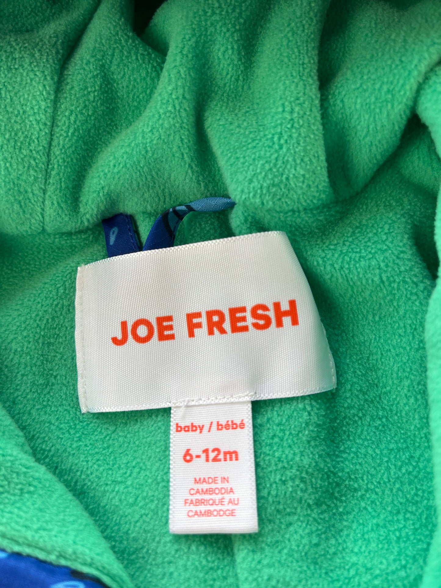 Joe Fresh 6-12M Fleece Lined Rain Suit