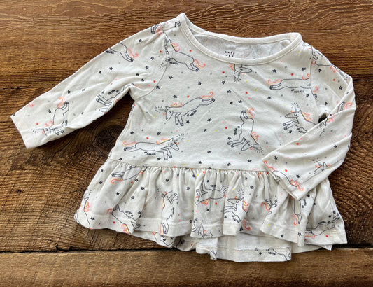 Gap 6-12M Unicorn Peplum Shirt