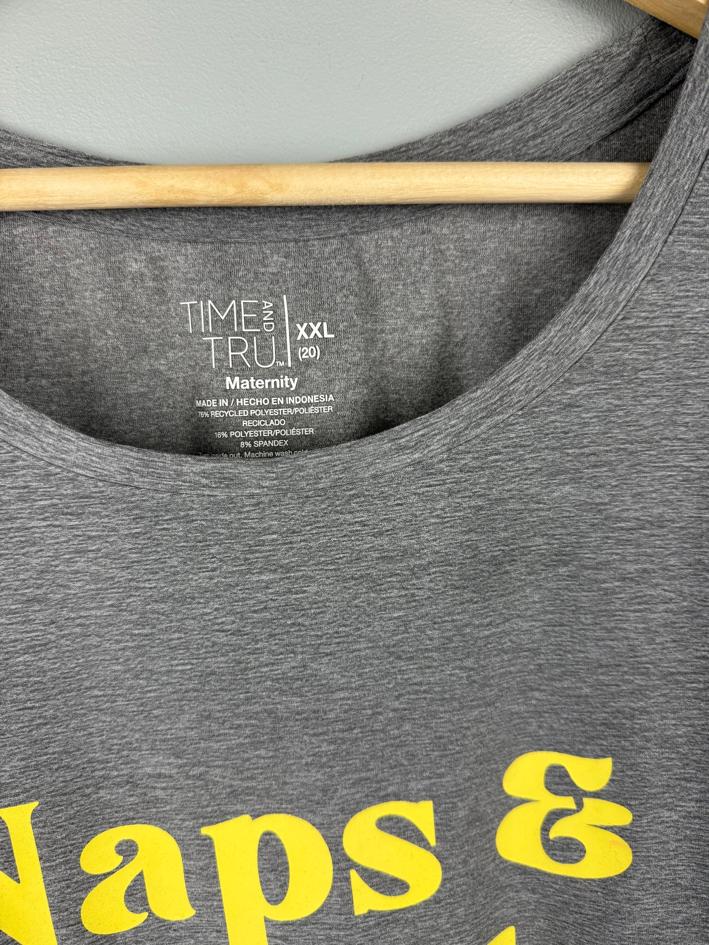 Time & Tru Maternity XXL Naps & Snacks Tee