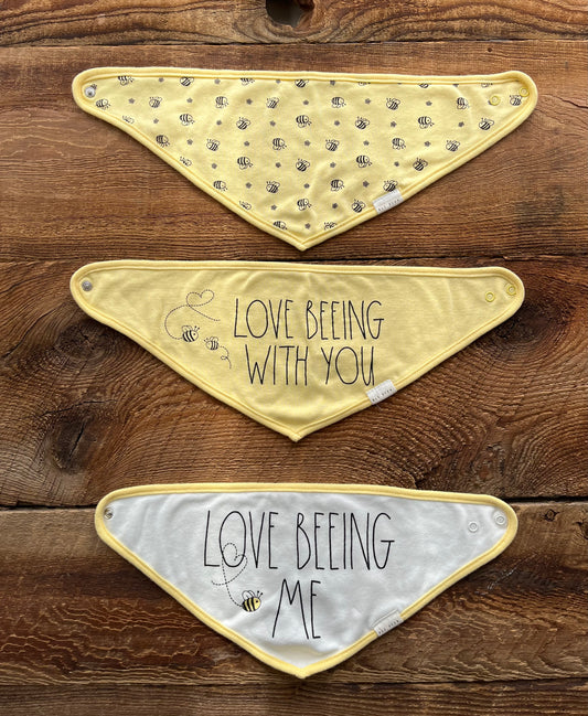 Rae Dunn Love Beeing Me Bandana Bib Set