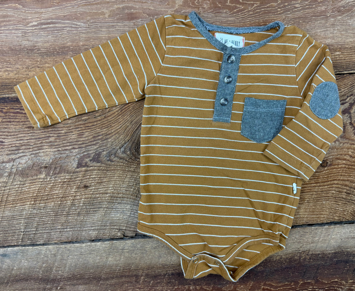 Me & Henry 3-6M Striped Hooded Onesie